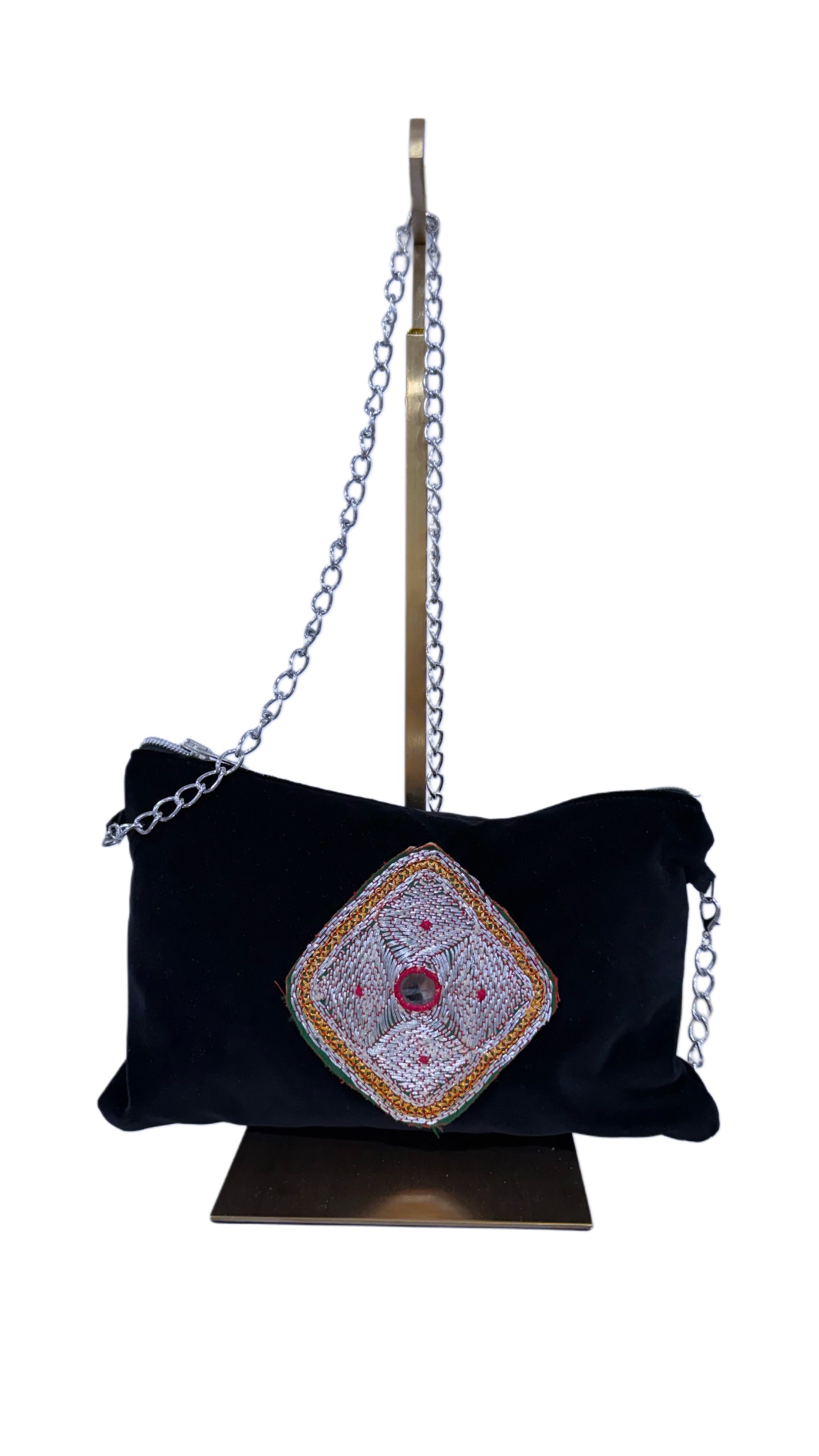 Mini bag velluto rombo ￼